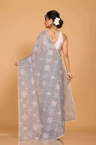 Kota embroidery sarees(Grey)