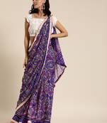 Hand Dyed Purple Bandhani Georgette Saree