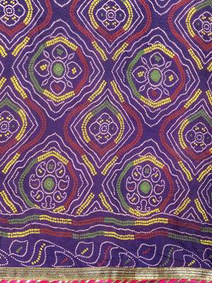Hand Dyed Purple Bandhani Georgette Saree 4