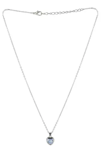   rhodium star shaped cz studded single chain necklace