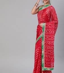Hand Dyed Red Bandhani Silk Sustainable Saree