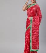 Hand Dyed Red Bandhani Silk Sustainable Saree
