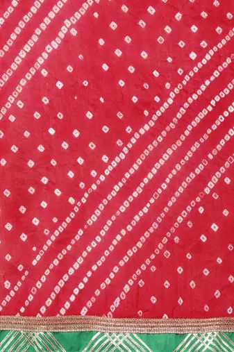 Hand Dyed Red Bandhani Silk Sustainable Saree