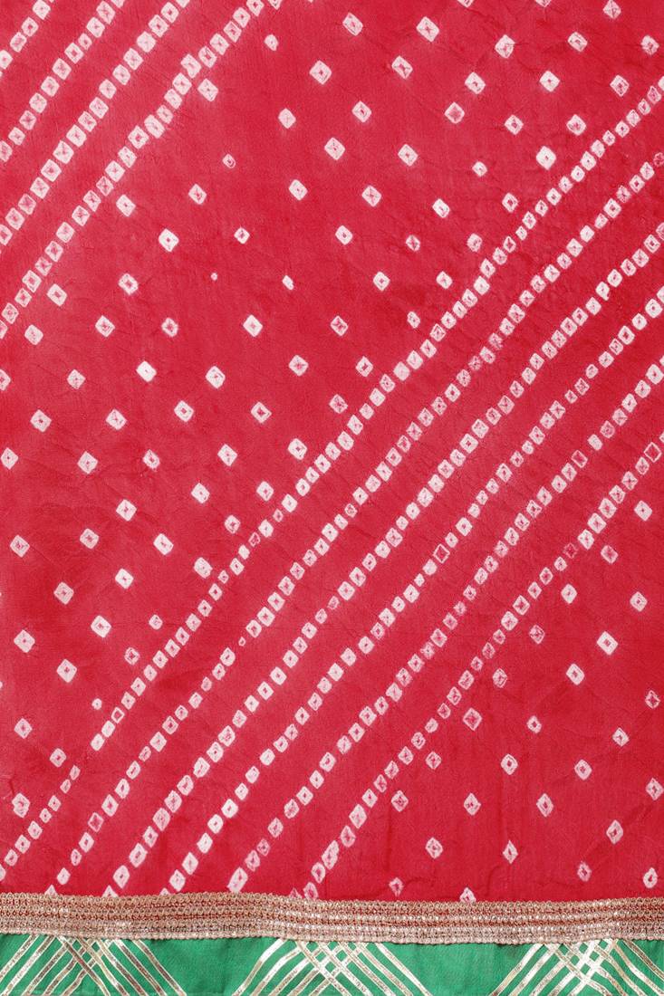 Hand Dyed Red Bandhani Silk Sustainable Saree