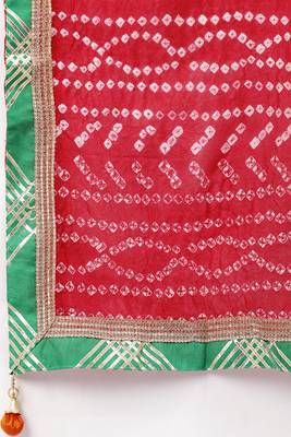 Hand Dyed Red Bandhani Silk Sustainable Saree 4
