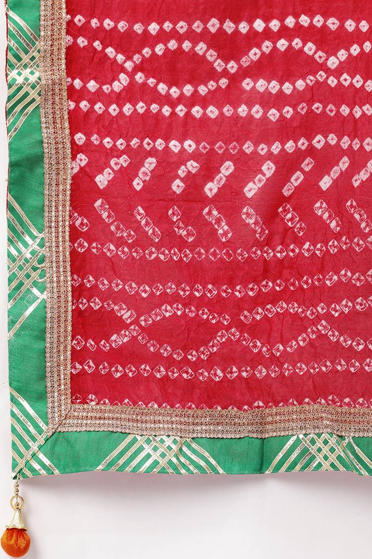 Hand Dyed Red Bandhani Silk Sustainable Saree