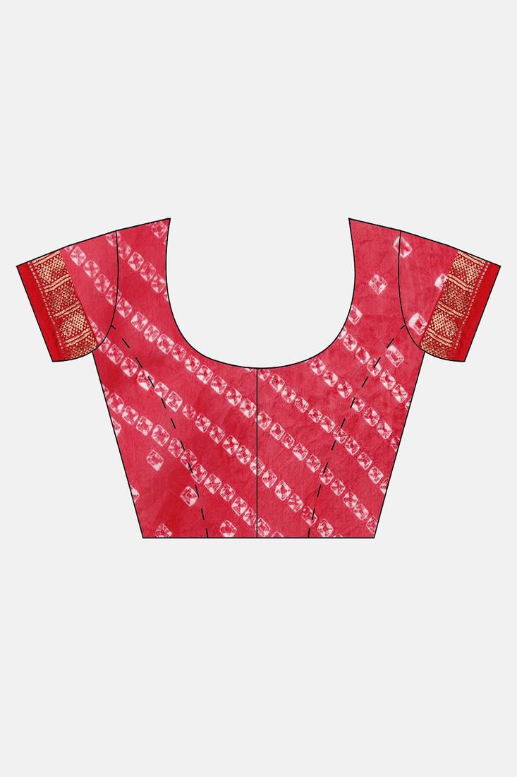 Hand Dyed Red Bandhani Silk Sustainable Saree