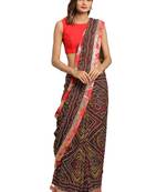 Hand Dyed Brown Bandhani Georgette Sustainable Saree