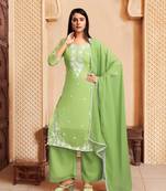 Green colour georgette fabric smart chikankari work formal readymade suit
