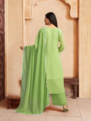Green colour georgette fabric smart chikankari work formal readymade suit 2