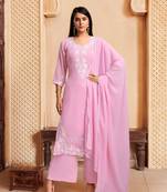 Pink colour georgette fabric smart chikankari work formal readymade suit