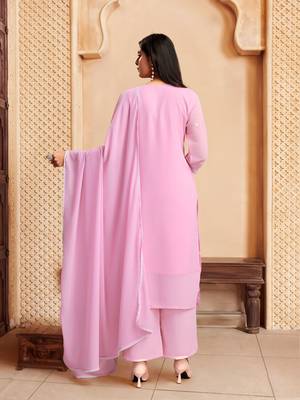 Pink colour georgette fabric smart chikankari work formal readymade suit 2