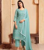 Blue colour georgette fabric smart chikankari work formal readymade suit
