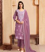 Pink colour rayon fabric smart chikankari work formal readymade suit