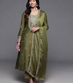 Mahendi colour beautiful festive wear readymade salwar kameez for girlish party looks