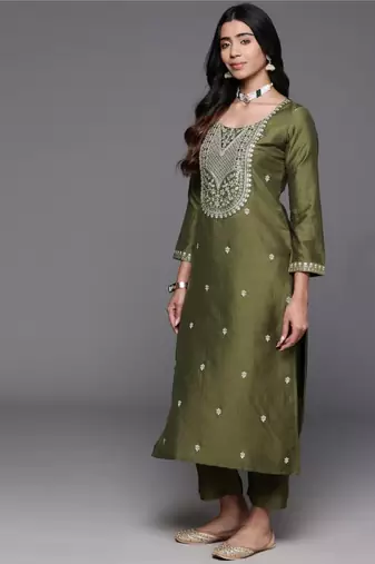 Mahendi colour beautiful festive wear readymade salwar kameez for girlish party looks