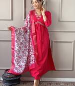 Gajri colour beautiful festive wear readymade salwar kameez for girlish party looks