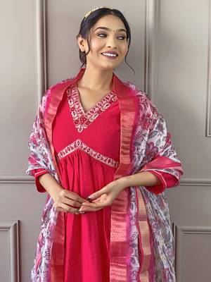 Gajri colour beautiful festive wear readymade salwar kameez for girlish party looks 3