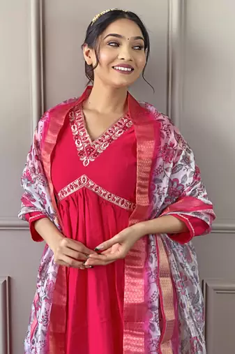 Gajri colour beautiful festive wear readymade salwar kameez for girlish party looks