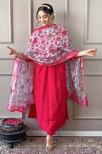 Gajri colour beautiful festive wear readymade salwar kameez for girlish party looks