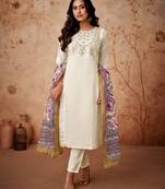 Off white colour ethnic festive looks beautiful partywear salwar suit