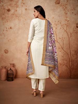 Off white colour ethnic festive looks beautiful partywear salwar suit 2