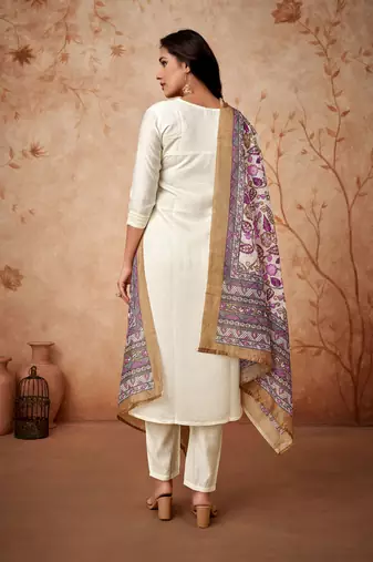 Off white colour ethnic festive looks beautiful partywear salwar suit