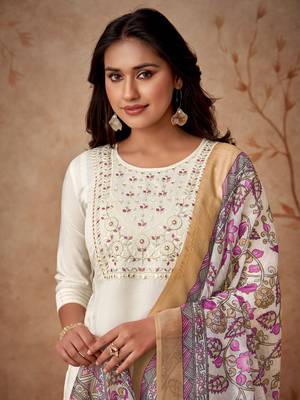 Off white colour ethnic festive looks beautiful partywear salwar suit 3