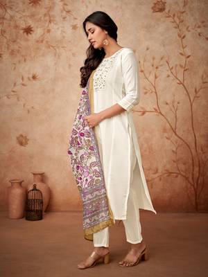 Off white colour ethnic festive looks beautiful partywear salwar suit 4