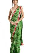 Hand Dyed Green Bandhani Georgette Sustainable Saree