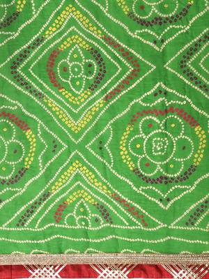 Hand Dyed Green Bandhani Georgette Sustainable Saree 3