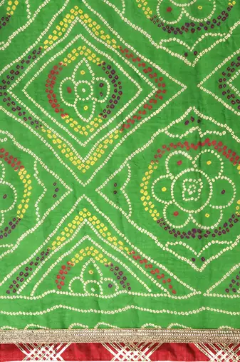 Hand Dyed Green Bandhani Georgette Sustainable Saree
