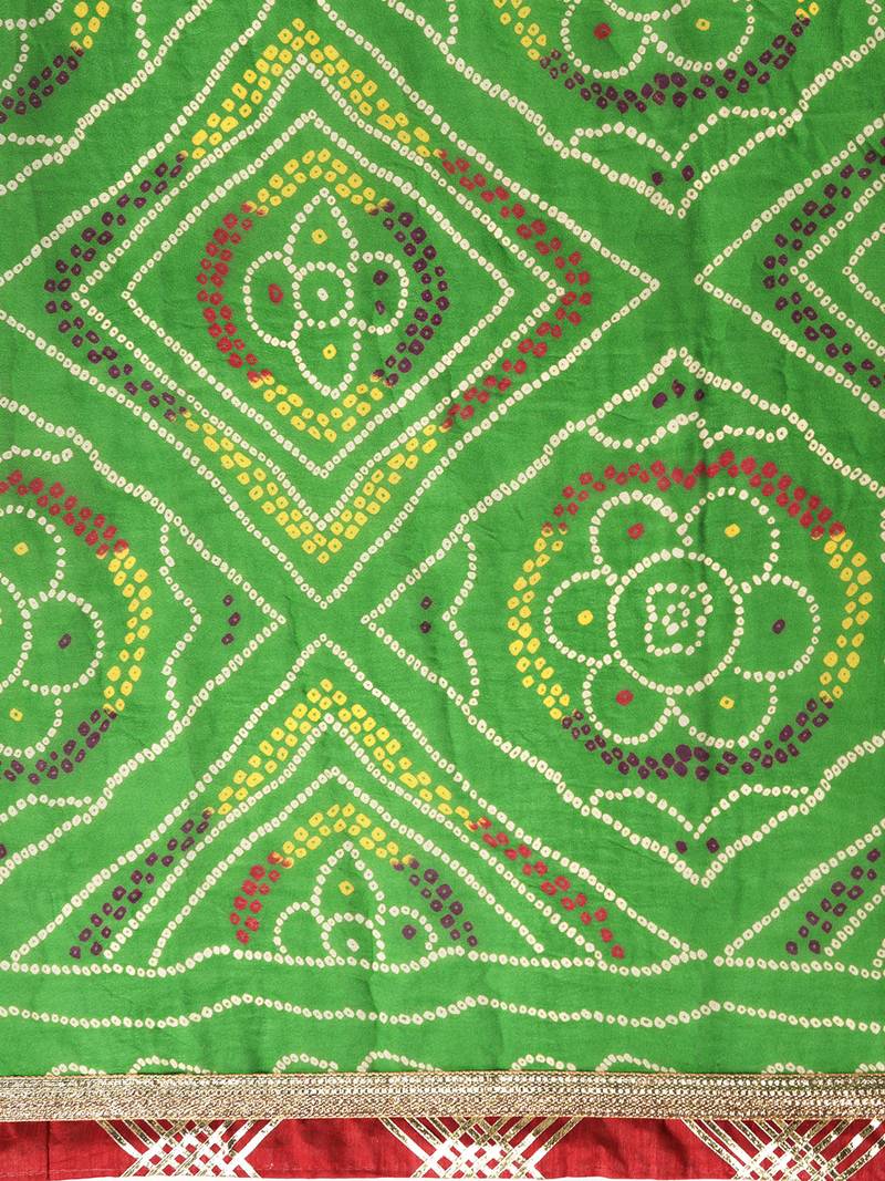 Hand Dyed Green Bandhani Georgette Sustainable Saree