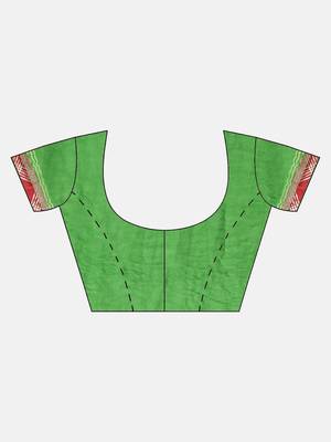 Hand Dyed Green Bandhani Georgette Sustainable Saree 5