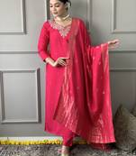 Red colour ethnic festive looks beautiful partywear salwar suit