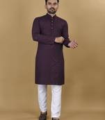 Wine embroidered rayon straight kurta