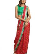 Hand Dyed Red Bandhani Georgette Sustainable Saree
