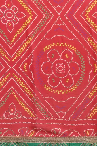 Hand Dyed Red Bandhani Georgette Sustainable Saree