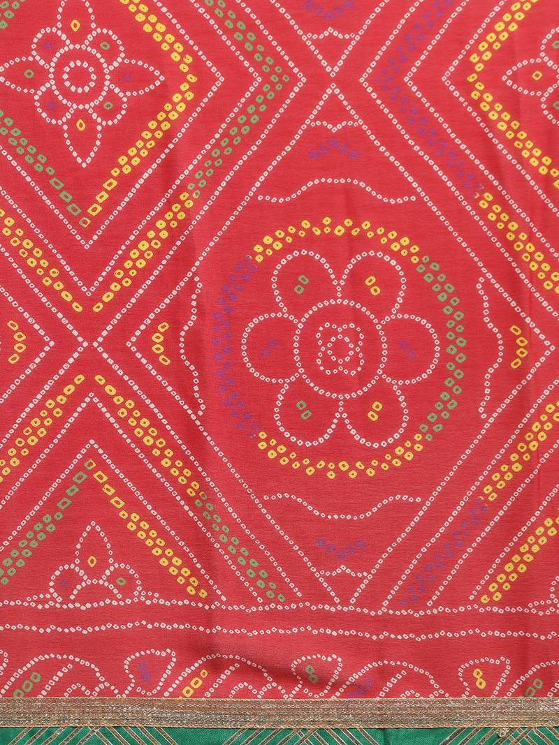 Hand Dyed Red Bandhani Georgette Sustainable Saree
