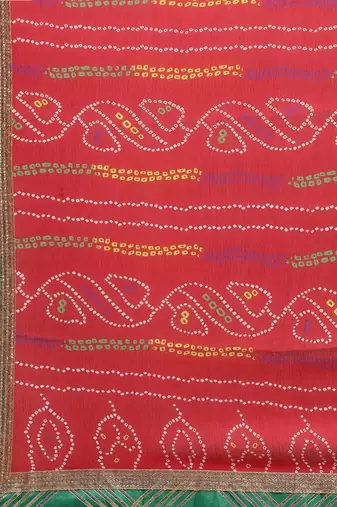 Hand Dyed Red Bandhani Georgette Sustainable Saree