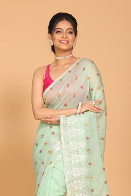 Kota embroidery sarees(Green) 1