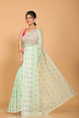 Kota embroidery sarees(Green) 2