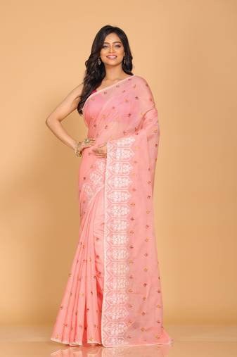 Kota embroidery sarees(Peach)