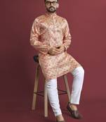 Multicolour printed pure silk straight kurta