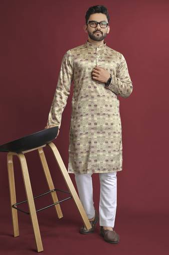 Multicolour printed pure silk straight kurta