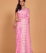 Kota embroidery sarees(Pink)