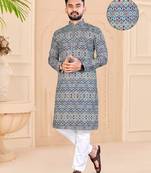 Multicolour printed soft cotton straight kurta