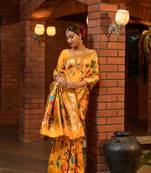 Yellow Jacquard Silk Paithani Saree With Blouse