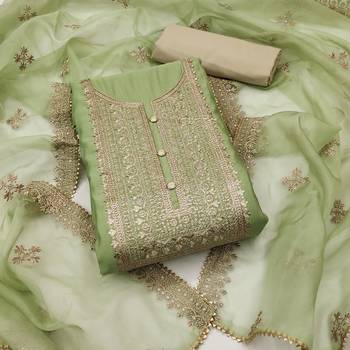 Pista Roman silk blend Embroidered Unstitched Dress Material 2