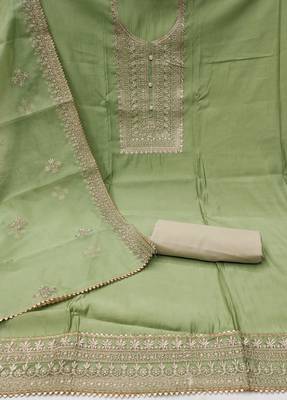 Pista Roman silk blend Embroidered Unstitched Dress Material 3